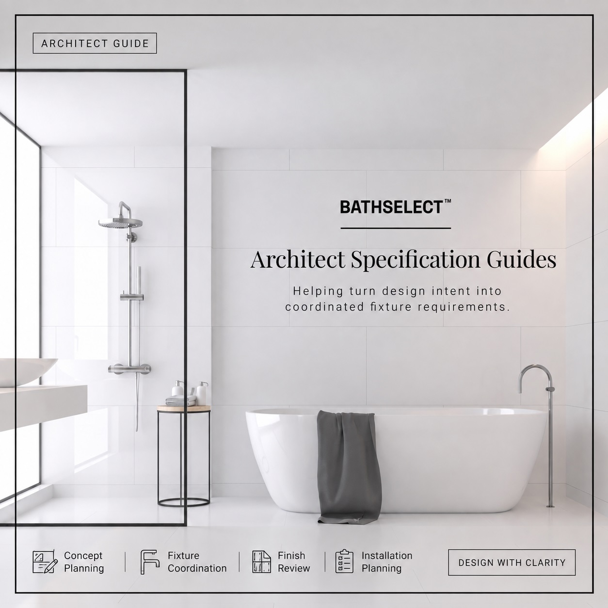 Architectural hospitality bathroom fixture specification and design coordination