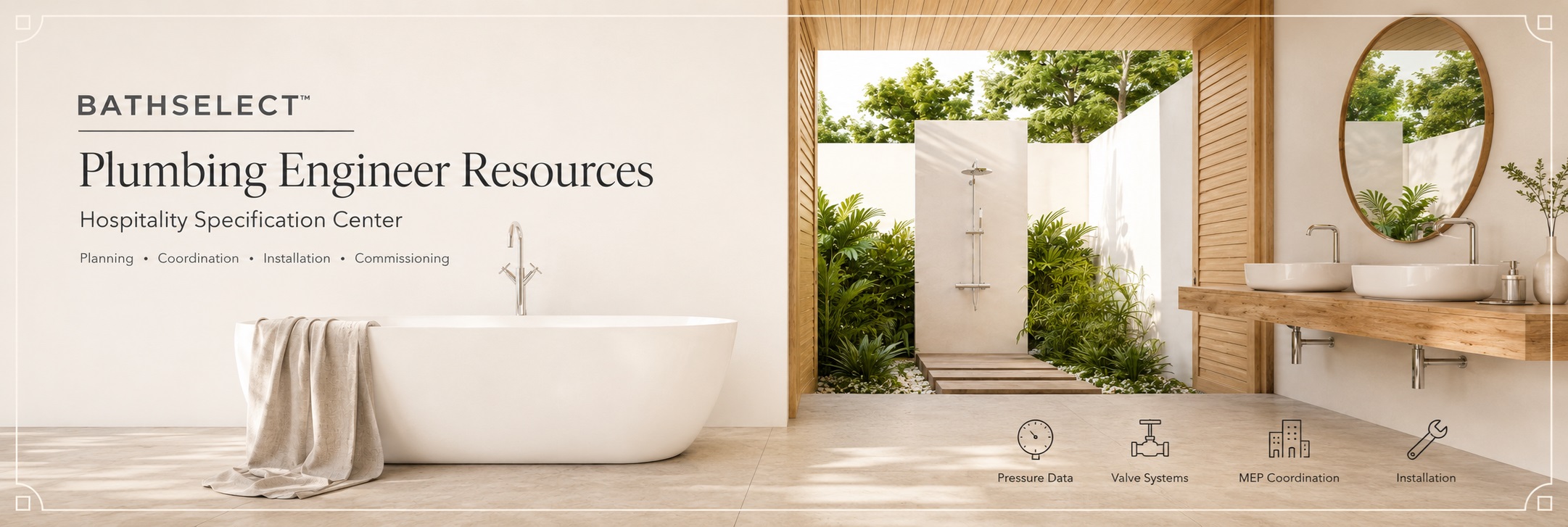 BathSelect Hospitality architectural bathroom fixture systems for luxury hotel plumbing specifications