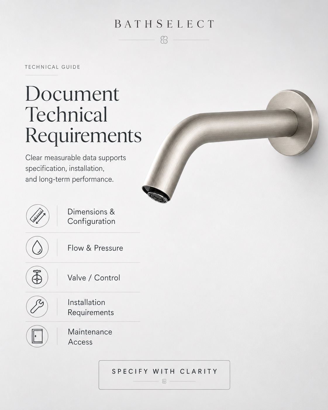 Technical bathroom fixture requirements for hospitality specifications