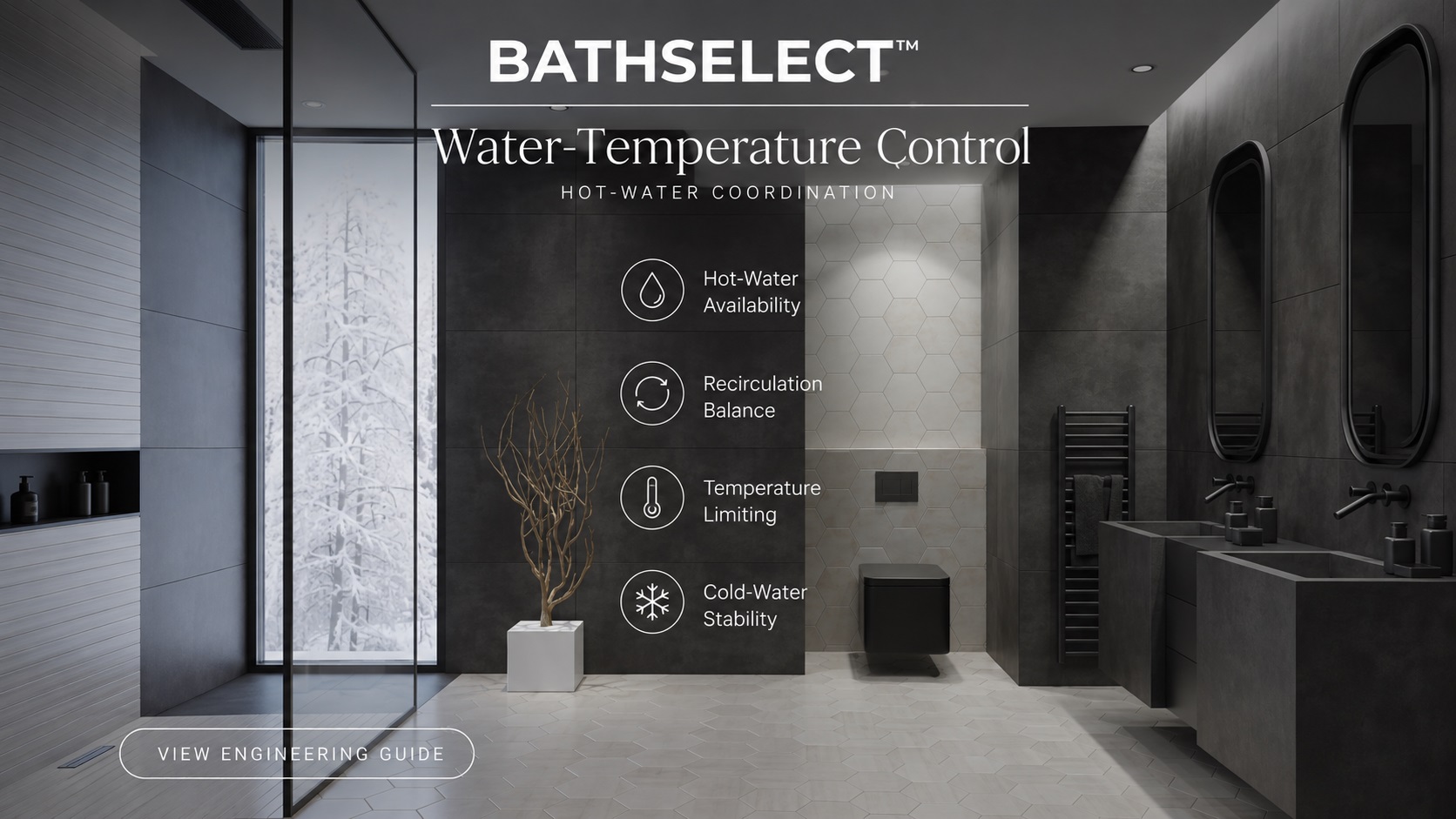 Hospitality hot water temperature control and thermostatic shower system coordination