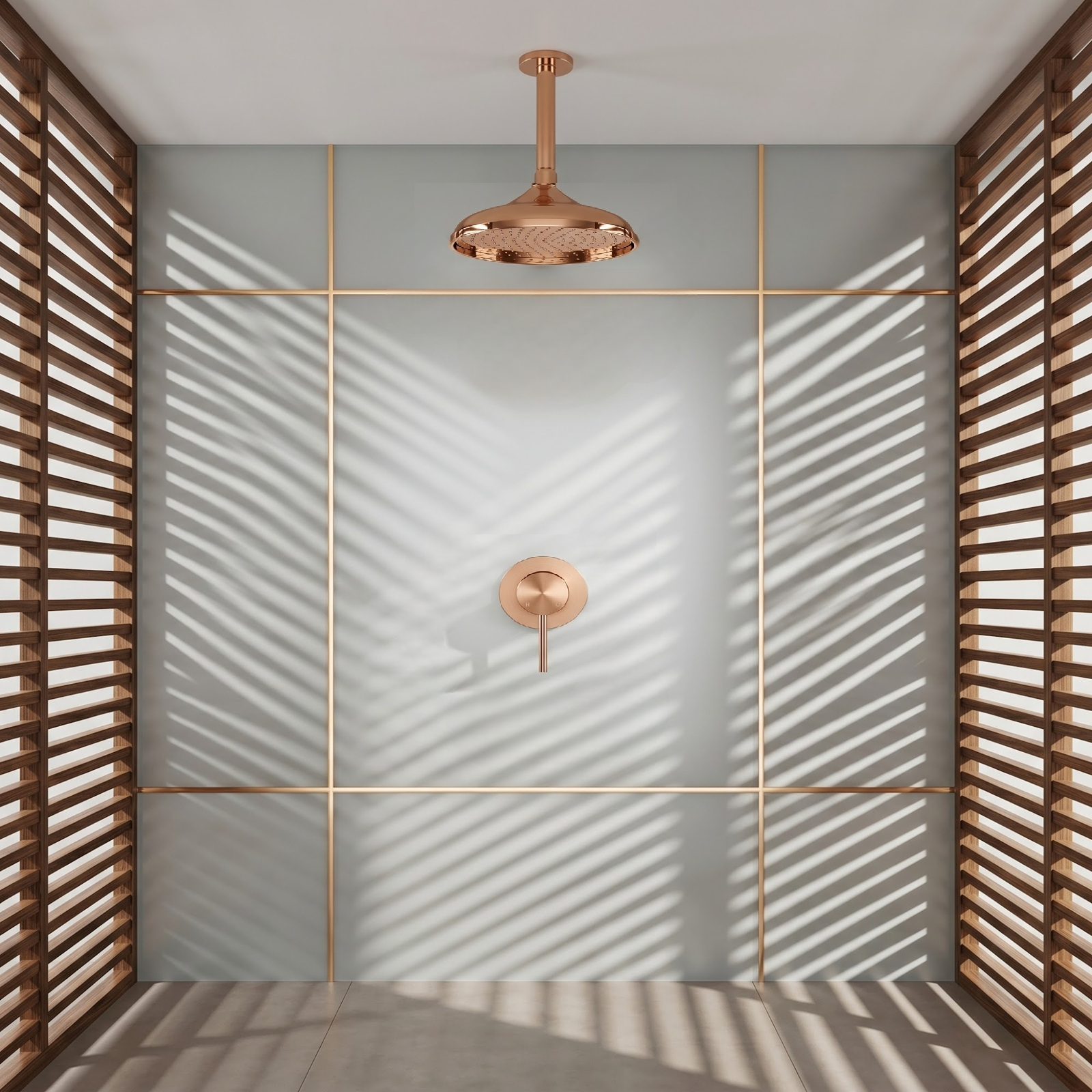 BathSelect Hospitality rose gold shower systems for luxury hotel bathrooms