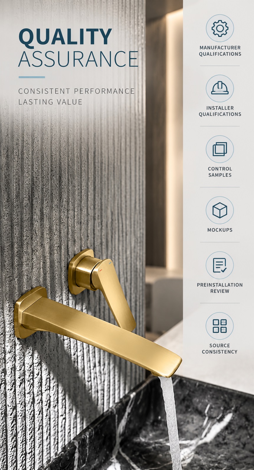 Hospitality bathroom fixture mockup used to verify placement finish and operation